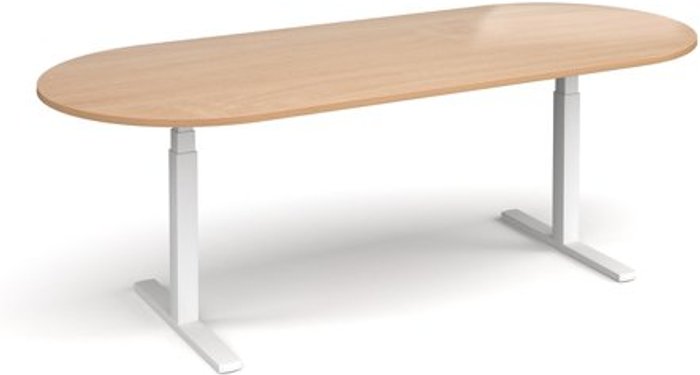 Office Monster | Elev8 Elev8 Touch radial end boardroom table 2400mm x 1000mm - white frame, beech top Elev8 Elev8 Touch radial end boardroom table 2400mm x 1000mm - white frame, beech top