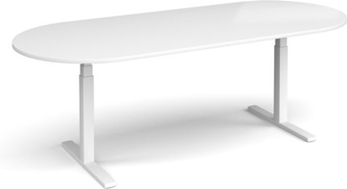 Office Monster | Elev8 Elev8 Touch radial end boardroom table 2400mm x 1000mm - white frame, white top Elev8 Elev8 Touch radial end boardroom table 2400mm x 1000mm - white frame, white top