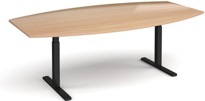Office Monster | Elev8 Elev8 Touch radial boardroom table 2400mm x 800/1300mm - black frame, beech top Elev8 Elev8 Touch radial boardroom table 2400mm x 800/1300mm - black frame, beech top