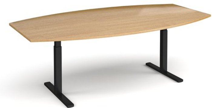 Office Monster | Elev8 Elev8 Touch radial boardroom table 2400mm x 800/1300mm - black frame, oak top Elev8 Elev8 Touch radial boardroom table 2400mm x 800/1300mm - black frame, oak top
