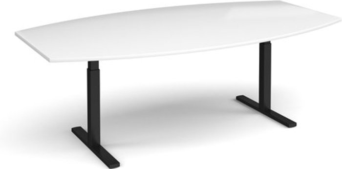 Office Monster | Elev8 Elev8 Touch radial boardroom table 2400mm x 800/1300mm - black frame, white top Elev8 Elev8 Touch radial boardroom table 2400mm x 800/1300mm - black frame, white top