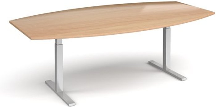 Office Monster | Elev8 Elev8 Touch radial boardroom table 2400mm x 800/1300mm - silver frame, beech top Elev8 Elev8 Touch radial boardroom table 2400mm x 800/1300mm - silver frame, beech top