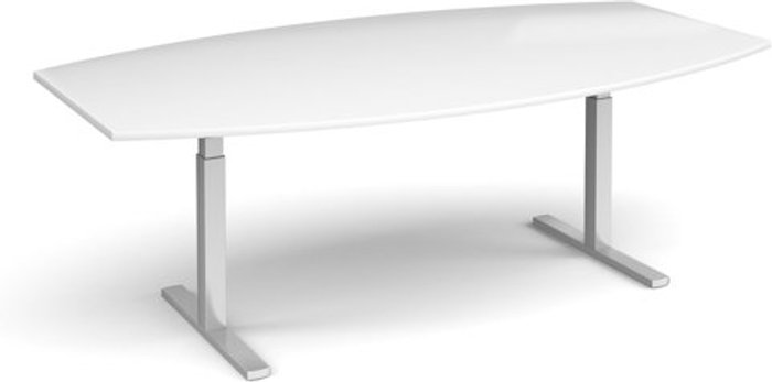 Office Monster | Elev8 Elev8 Touch radial boardroom table 2400mm x 800/1300mm - silver frame, white top Elev8 Elev8 Touch radial boardroom table 2400mm x 800/1300mm - silver frame, white top