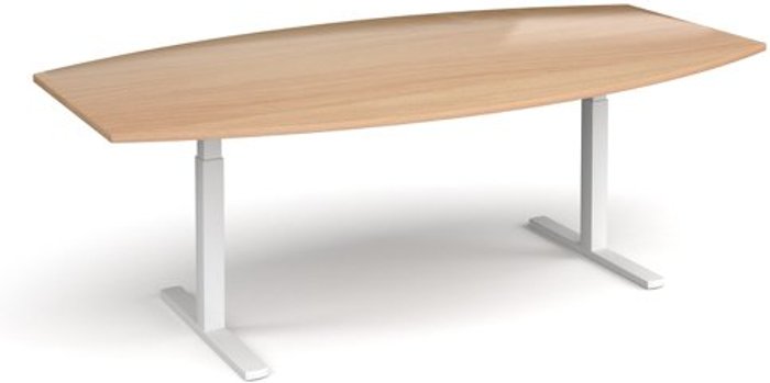 Office Monster | Elev8 Elev8 Touch radial boardroom table 2400mm x 800/1300mm - white frame, beech top Elev8 Elev8 Touch radial boardroom table 2400mm x 800/1300mm - white frame, beech top