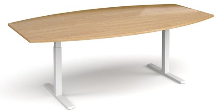Office Monster | Elev8 Elev8 Touch radial boardroom table 2400mm x 800/1300mm - white frame, oak top Elev8 Elev8 Touch radial boardroom table 2400mm x 800/1300mm - white frame, oak top