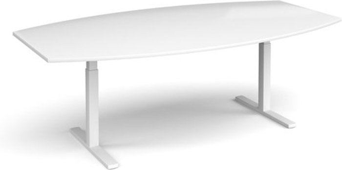 Office Monster | Elev8 Elev8 Touch radial boardroom table 2400mm x 800/1300mm - white frame, white top Elev8 Elev8 Touch radial boardroom table 2400mm x 800/1300mm - white frame, white top