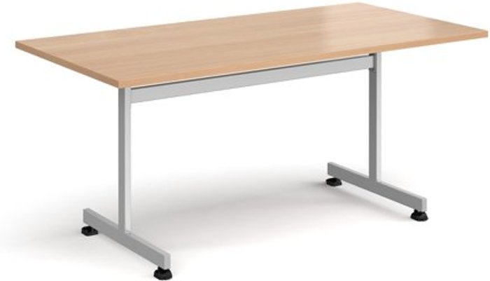Office Monster | Dams Rectangular fliptop meeting table with silver frame 1600mm x 800mm - beech Dams Rectangular fliptop meeting table with silver frame 1600mm x 800mm - beech