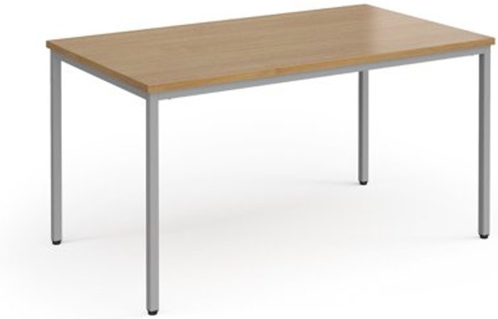Office Monster | Flexi 25 Flexi 25 rectangular table with silver frame 1400mm x 800mm - oak Flexi 25 Flexi 25 rectangular table with silver frame 1400mm x 800mm - oak