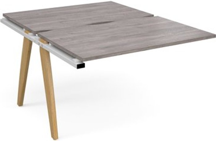 Office Monster | Fuze Fuze add on units back to back 1200mm x 1600mm with oak legs - white underframe, grey oak top Fuze Fuze add on units back to back 1200mm x 1600mm with oak legs - white underframe, grey oak top