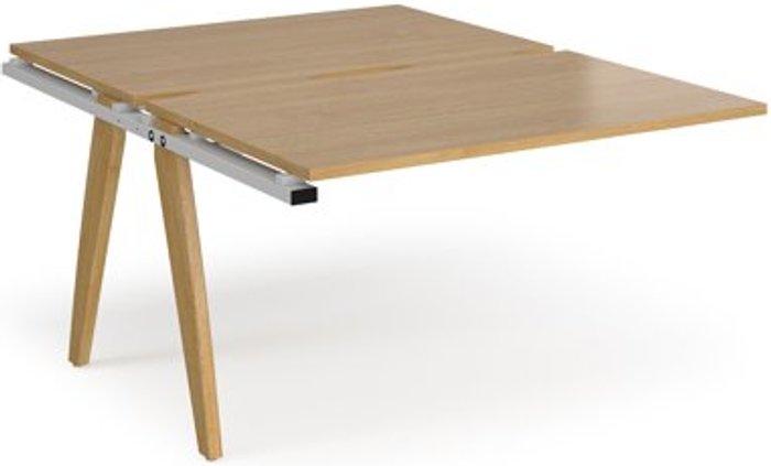 Office Monster | Fuze Bench Desk | Add On 2 Person Rectangular Desks 1200mm | Oak Tops With White Frames | 1600mm Depth | Fuze Fuze Bench Desk | Add On 2 Person Rectangular Desks 1200mm | Oak Tops With White Frames | 1600mm Depth | Fuze