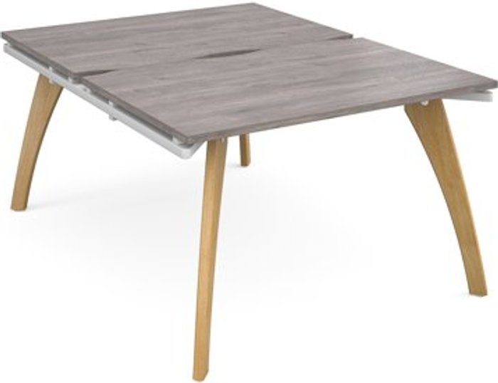 Office Monster | Fuze Fuze starter units back to back 1200mm x 1600mm with oak legs - white underframe, grey oak top Fuze Fuze starter units back to back 1200mm x 1600mm with oak legs - white underframe, grey oak top