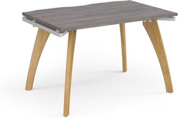 Office Monster | Fuze Fuze single desk 1200mm x 800mm with oak legs - white underframe, grey oak top Fuze Fuze single desk 1200mm x 800mm with oak legs - white underframe, grey oak top