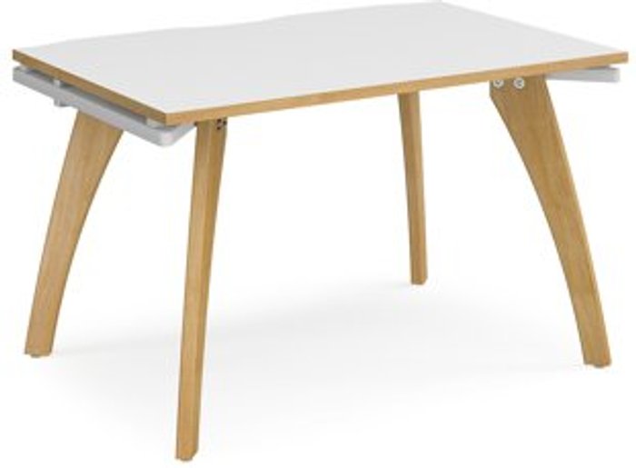 Office Monster | Fuze Bench Desk | Single Person Rectangular Desk 1200mm | White/Oak Tops With White Frames | 800mm Depth | Fuze Fuze Bench Desk | Single Person Rectangular Desk 1200mm | White/Oak Tops With White Frames | 800mm Depth | Fuze