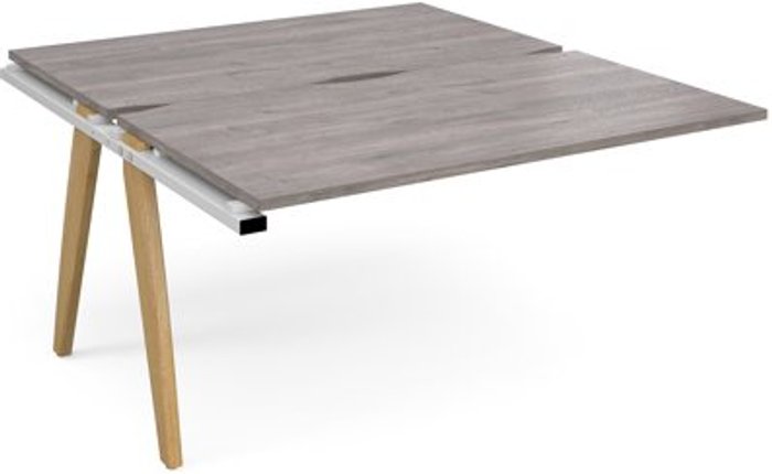 Office Monster | Fuze Fuze add on units back to back 1400mm x 1600mm with oak legs - white underframe, grey oak top Fuze Fuze add on units back to back 1400mm x 1600mm with oak legs - white underframe, grey oak top