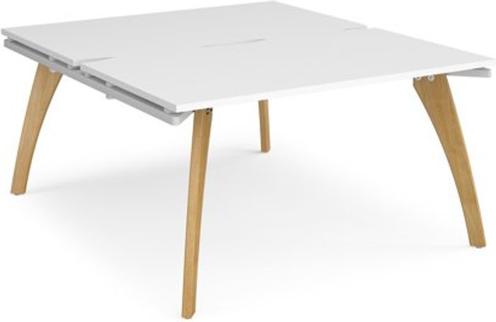 Office Monster | Fuze Bench Desk | 2 Person Starter Rectangular Desks 1400mm | White Tops With White Frames | 1600mm Depth | Fuze Fuze Bench Desk | 2 Person Starter Rectangular Desks 1400mm | White Tops With White Frames | 1600mm Depth | Fuze