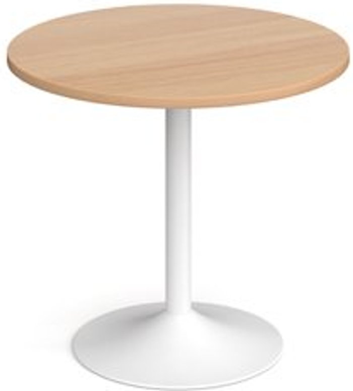 Office Monster | Genoa Genoa circular dining table with white trumpet base 800mm - beech Genoa Genoa circular dining table with white trumpet base 800mm - beech
