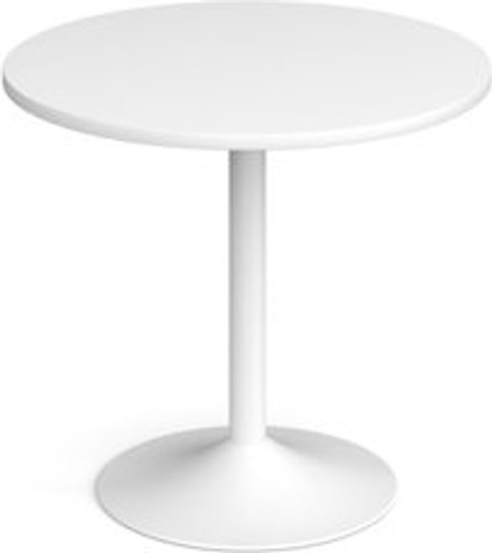 Office Monster | Genoa Genoa circular dining table with white trumpet base 800mm - white Genoa Genoa circular dining table with white trumpet base 800mm - white