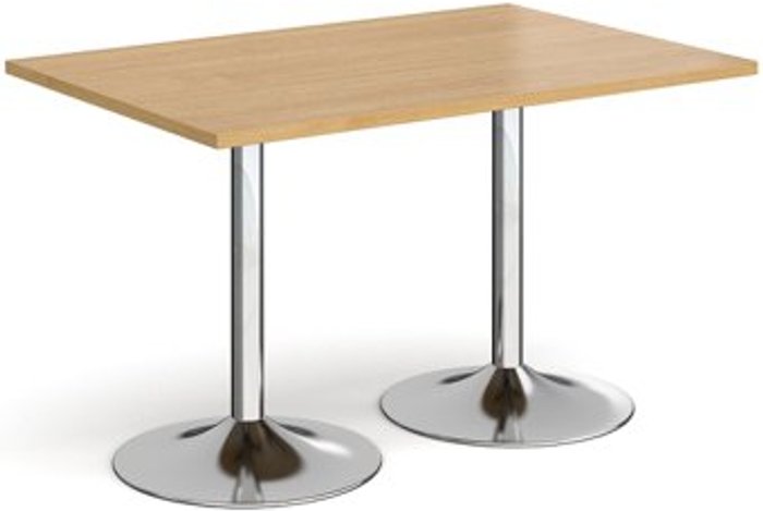 Office Monster | Genoa Genoa rectangular dining table with chrome trumpet base 1200mm x 800mm - oak Genoa Genoa rectangular dining table with chrome trumpet base 1200mm x 800mm - oak