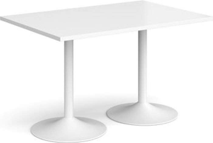 Office Monster | Genoa Genoa rectangular dining table with white trumpet base 1200mm x 800mm - white Genoa Genoa rectangular dining table with white trumpet base 1200mm x 800mm - white