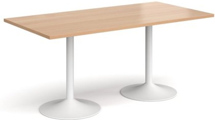 Office Monster | Genoa Genoa rectangular dining table with white trumpet base 1600mm x 800mm - beech Genoa Genoa rectangular dining table with white trumpet base 1600mm x 800mm - beech