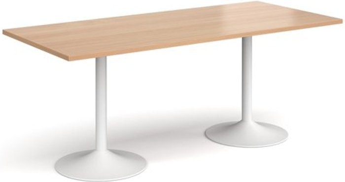 Office Monster | Genoa Genoa rectangular dining table with white trumpet base 1800mm x 800mm - beech Genoa Genoa rectangular dining table with white trumpet base 1800mm x 800mm - beech