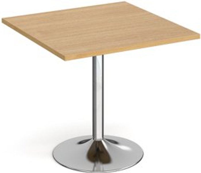 Office Monster | Genoa Genoa square dining table with chrome trumpet base 800mm - oak Genoa Genoa square dining table with chrome trumpet base 800mm - oak