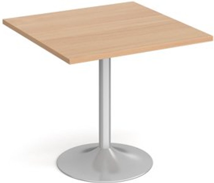 Office Monster | Genoa Genoa square dining table with silver trumpet base 800mm - beech Genoa Genoa square dining table with silver trumpet base 800mm - beech