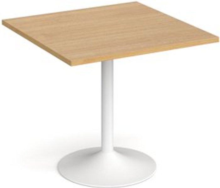 Office Monster | Genoa Genoa square dining table with white trumpet base 800mm - oak Genoa Genoa square dining table with white trumpet base 800mm - oak