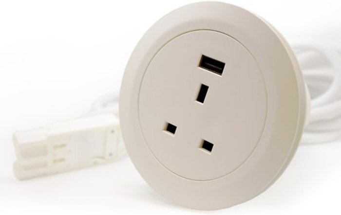 Office Monster | ION Ion in-surface power module 1 x UK sockets, 1 x USB Charger (type A) - white ION Ion in-surface power module 1 x UK sockets, 1 x USB Charger (type A) - white