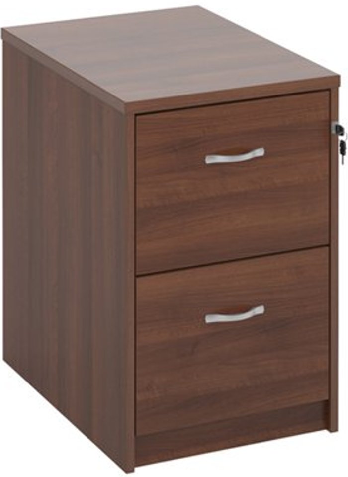 Office Monster | Deluxe Wooden 2 drawer filing cabinet with silver handles 730mm high - walnut Deluxe Wooden 2 drawer filing cabinet with silver handles 730mm high - walnut