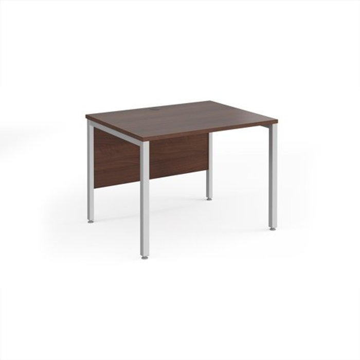 Office Monster | Maestro 25 Office Desk | 1000mm Rectangular Desk With Bench Leg | Walnut Tops With Silver Frames | 800mm Depth | Maestro 25 Maestro 25 Office Desk | 1000mm Rectangular Desk With Bench Leg | Walnut Tops With Silver Frames | 800mm Depth | Maestro 25