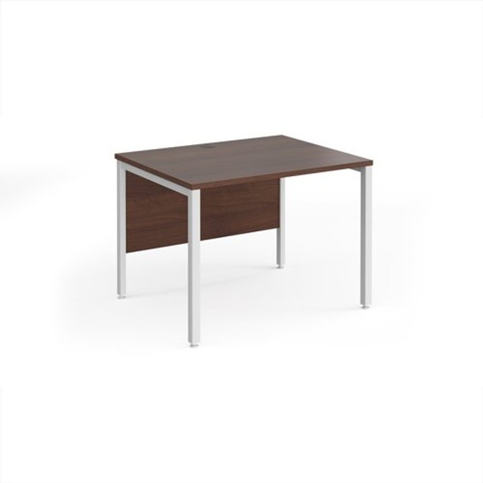 Office Monster | Maestro 25 Office Desk | 1000mm Rectangular Desk With Bench Leg | Walnut Tops With White Frames | 800mm Depth | Maestro 25 Maestro 25 Office Desk | 1000mm Rectangular Desk With Bench Leg | Walnut Tops With White Frames | 800mm Depth | Maestro 25