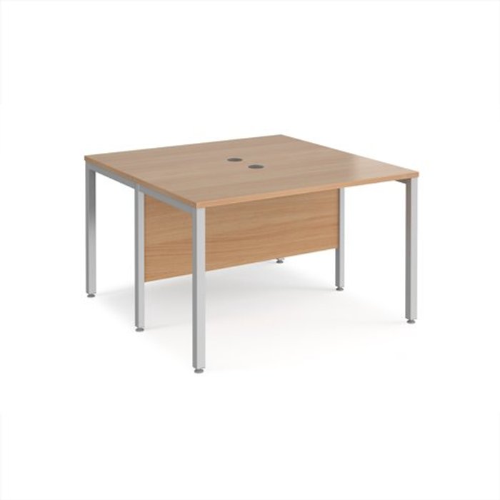 Office Monster | Maestro 25 Office Desk | 2 Person Rectangular Desk 1200mm | Beech Tops With Silver Frames | 1200mm Depth | Maestro 25 Maestro 25 Office Desk | 2 Person Rectangular Desk 1200mm | Beech Tops With Silver Frames | 1200mm Depth | Maestro 25