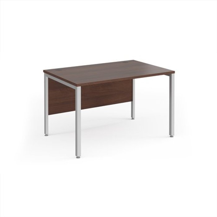 Office Monster | Maestro 25 Office Desk | 1200mm Rectangular Desk With Bench Leg | Walnut Tops With Silver Frames | 800mm Depth | Maestro 25 Maestro 25 Office Desk | 1200mm Rectangular Desk With Bench Leg | Walnut Tops With Silver Frames | 800mm Depth | Maestro 25