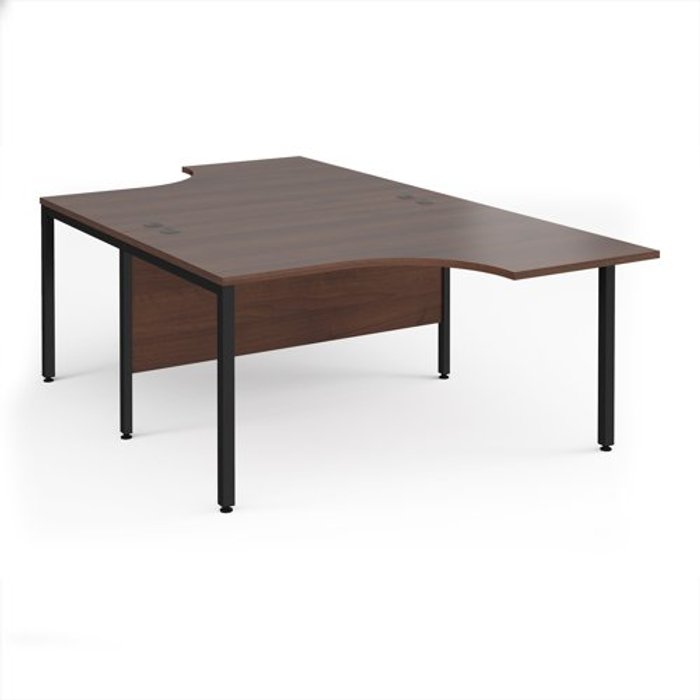 Office Monster | Maestro 25 Office Desk | 2 Person Corner Desk 1400mm | Walnut Tops With Black Frames | Maestro 25 Maestro 25 Office Desk | 2 Person Corner Desk 1400mm | Walnut Tops With Black Frames | Maestro 25