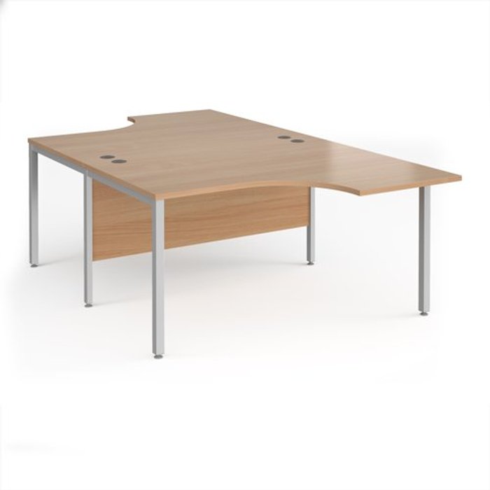 Office Monster | Maestro 25 Office Desk | 2 Person Corner Desk 1400mm | Beech Tops With Silver Frames | Maestro 25 Maestro 25 Office Desk | 2 Person Corner Desk 1400mm | Beech Tops With Silver Frames | Maestro 25