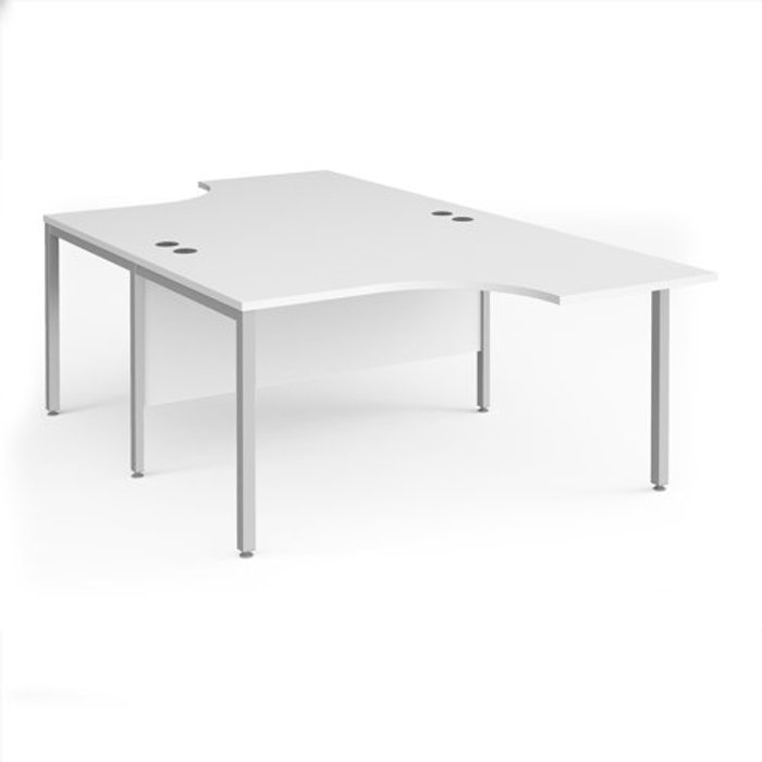 Office Monster | Maestro 25 Office Desk | 2 Person Corner Desk 1400mm | White Tops With Silver Frames | Maestro 25 Maestro 25 Office Desk | 2 Person Corner Desk 1400mm | White Tops With Silver Frames | Maestro 25