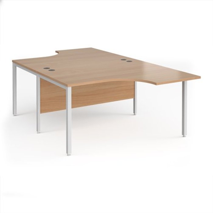 Office Monster | Maestro 25 Office Desk | 2 Person Corner Desk 1400mm | Beech Tops With White Frames | Maestro 25 Maestro 25 Office Desk | 2 Person Corner Desk 1400mm | Beech Tops With White Frames | Maestro 25