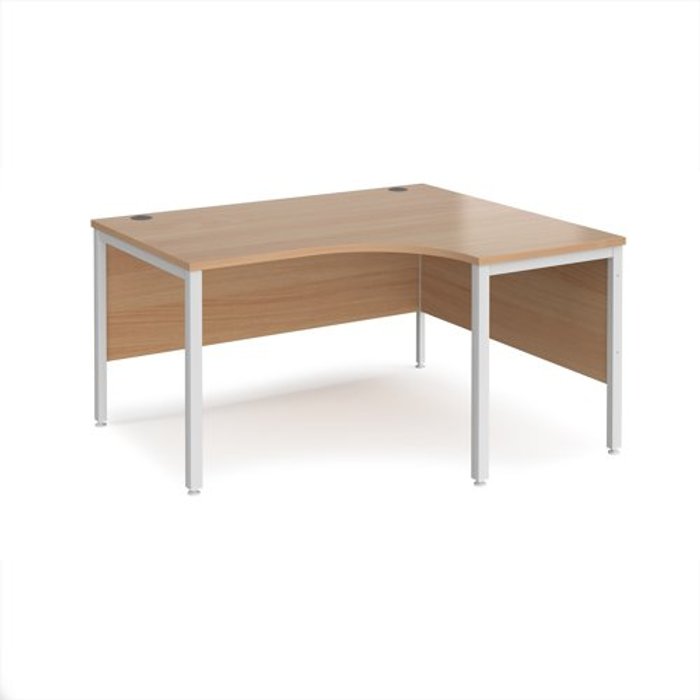 Office Monster | Maestro 25 Office Desk | Right Hand Corner Desk 1400mm | Beech Top With White Frame | 1200mm Depth | Maestro 25 MB14ERWHB Maestro 25 Office Desk | Right Hand Corner Desk 1400mm | Beech Top With White Frame | 1200mm Depth | Maestro 25 MB14ERWHB