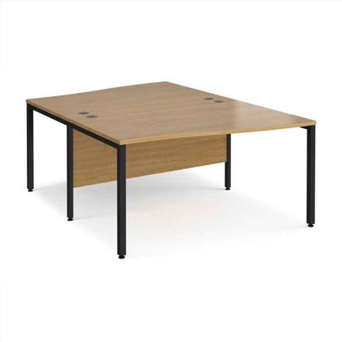 Office Monster | Maestro 25 Office Desk | 2 Person Wave Desk 1400mm | Oak Tops With Black Frames | Maestro 25 Maestro 25 Office Desk | 2 Person Wave Desk 1400mm | Oak Tops With Black Frames | Maestro 25