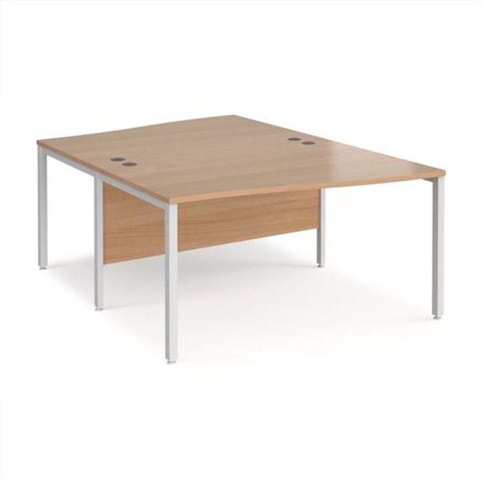 Office Monster | Maestro 25 Office Desk | 2 Person Wave Desk 1400mm | Beech Tops With White Frames | Maestro 25 Maestro 25 Office Desk | 2 Person Wave Desk 1400mm | Beech Tops With White Frames | Maestro 25