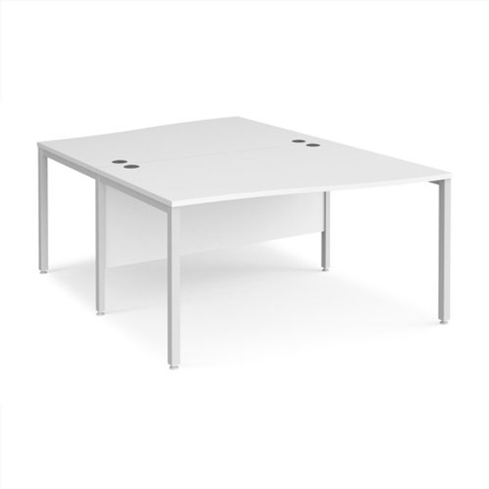 Office Monster | Maestro 25 Office Desk | 2 Person Wave Desk 1400mm | White Tops With White Frames | Maestro 25 Maestro 25 Office Desk | 2 Person Wave Desk 1400mm | White Tops With White Frames | Maestro 25
