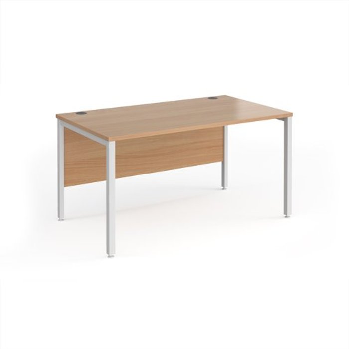 Office Monster | Maestro 25 Office Desk | 1400mm Rectangular Desk With Bench Leg | Beech Tops With White Frames | 800mm Depth | Maestro 25 Maestro 25 Office Desk | 1400mm Rectangular Desk With Bench Leg | Beech Tops With White Frames | 800mm Depth | Maestro 25