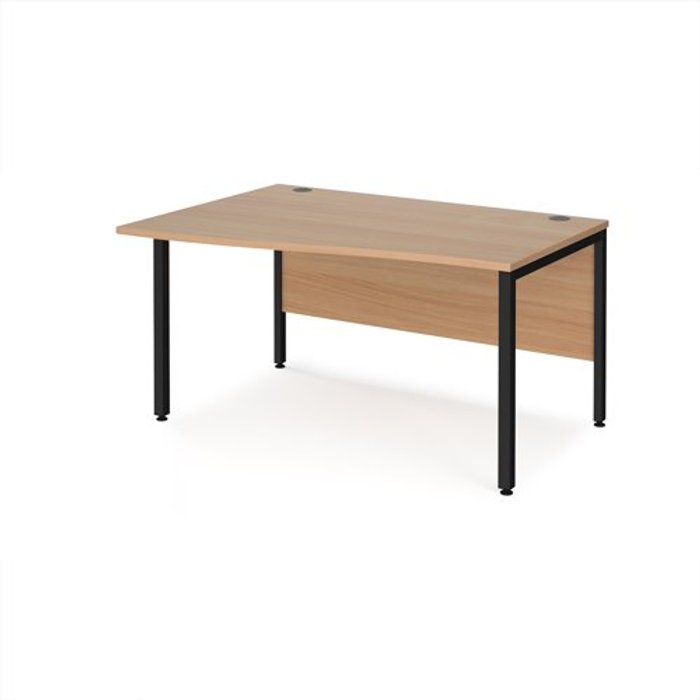 Office Monster | Maestro 25 Office Desk | Left Hand Wave Desk 1400mm | Beech Top With Black Frame | Maestro 25 MB14WLKB Maestro 25 Office Desk | Left Hand Wave Desk 1400mm | Beech Top With Black Frame | Maestro 25 MB14WLKB
