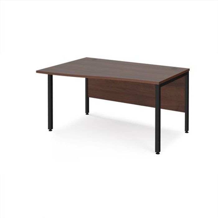 Office Monster | Maestro 25 Office Desk | Left Hand Wave Desk 1400mm | Walnut Top With Black Frame | Maestro 25 MB14WLKW Maestro 25 Office Desk | Left Hand Wave Desk 1400mm | Walnut Top With Black Frame | Maestro 25 MB14WLKW