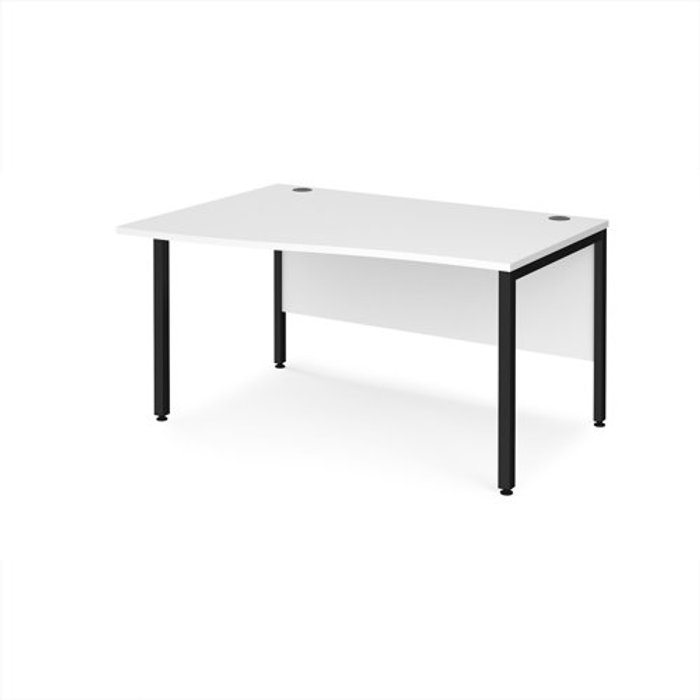 Office Monster | Maestro 25 Office Desk | Left Hand Wave Desk 1400mm | White Top With Black Frame | Maestro 25 MB14WLKWH Maestro 25 Office Desk | Left Hand Wave Desk 1400mm | White Top With Black Frame | Maestro 25 MB14WLKWH