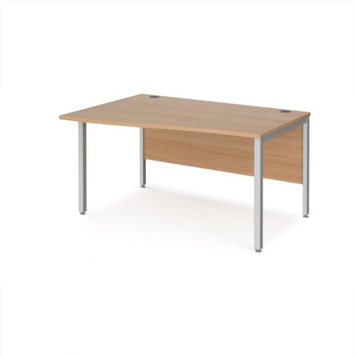 Office Monster | Maestro 25 Office Desk | Left Hand Wave Desk 1400mm | Beech Top With Silver Frame | Maestro 25 MB14WLSB Maestro 25 Office Desk | Left Hand Wave Desk 1400mm | Beech Top With Silver Frame | Maestro 25 MB14WLSB