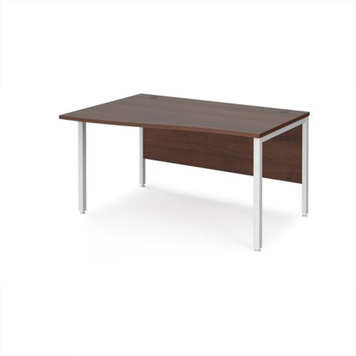 Office Monster | Maestro 25 Office Desk | Left Hand Wave Desk 1400mm | Walnut Top With White Frame | Maestro 25 MB14WLWHW Maestro 25 Office Desk | Left Hand Wave Desk 1400mm | Walnut Top With White Frame | Maestro 25 MB14WLWHW