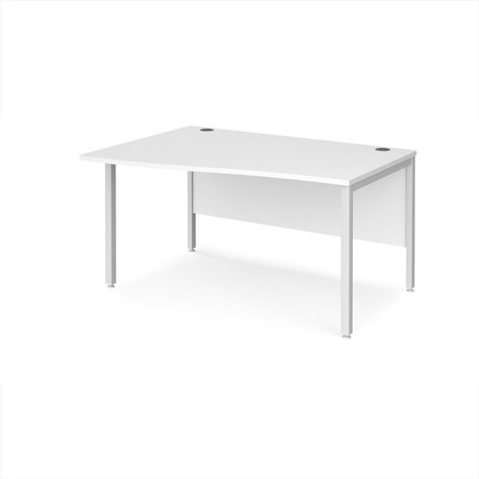 Office Monster | Maestro 25 Office Desk | Left Hand Wave Desk 1400mm | White Top With White Frame | Maestro 25 MB14WLWHWH Maestro 25 Office Desk | Left Hand Wave Desk 1400mm | White Top With White Frame | Maestro 25 MB14WLWHWH