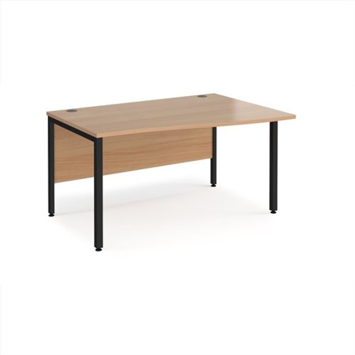 Office Monster | Maestro 25 Office Desk | Right Hand Wave Desk 1400mm | Beech Top With Black Frame | Maestro 25 MB14WRKB Maestro 25 Office Desk | Right Hand Wave Desk 1400mm | Beech Top With Black Frame | Maestro 25 MB14WRKB